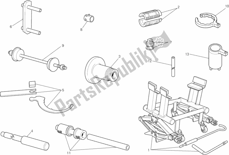 All parts for the 01b - Workshop Service Tools of the Ducati Multistrada 1200 ABS 2013